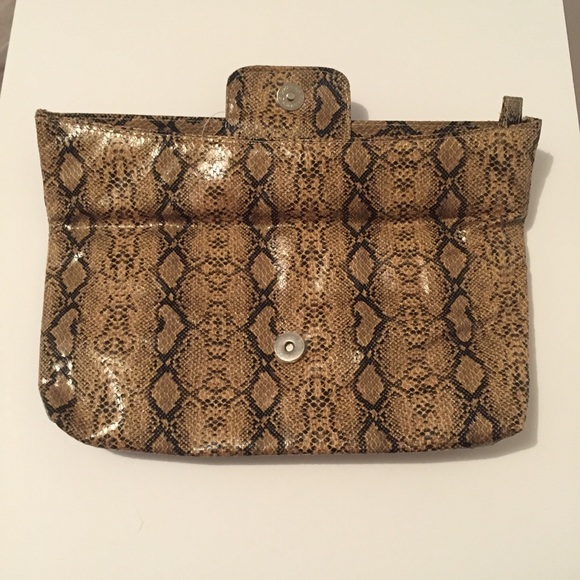 Beige Python Print Clutch - Picture 3 of 5